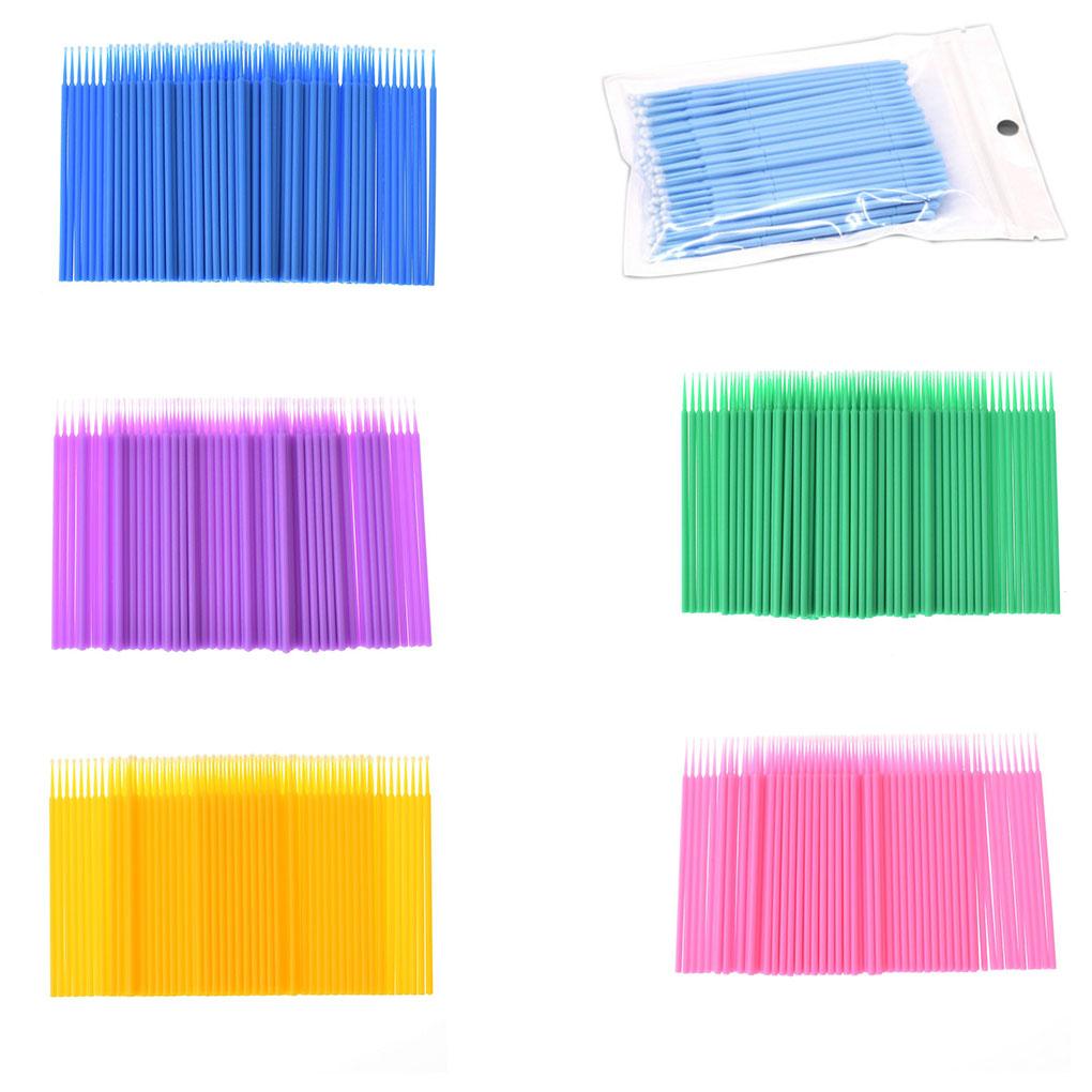 100pcs Double Head Disposable Swab Fiber Buds Plastic Sticks Eyebrow Eyelash Make Up Tools