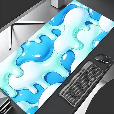 Large Blue  White Strata Liquid Mouse Pad AntiSlip Rubber Gaming MousePad XXL Suitable for Office and Gamer Long Desk Mat