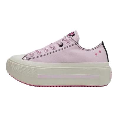 Chaussures en toile basses classiques confortables à semelle double Unisexes Baskets Rose Noir A19728C
