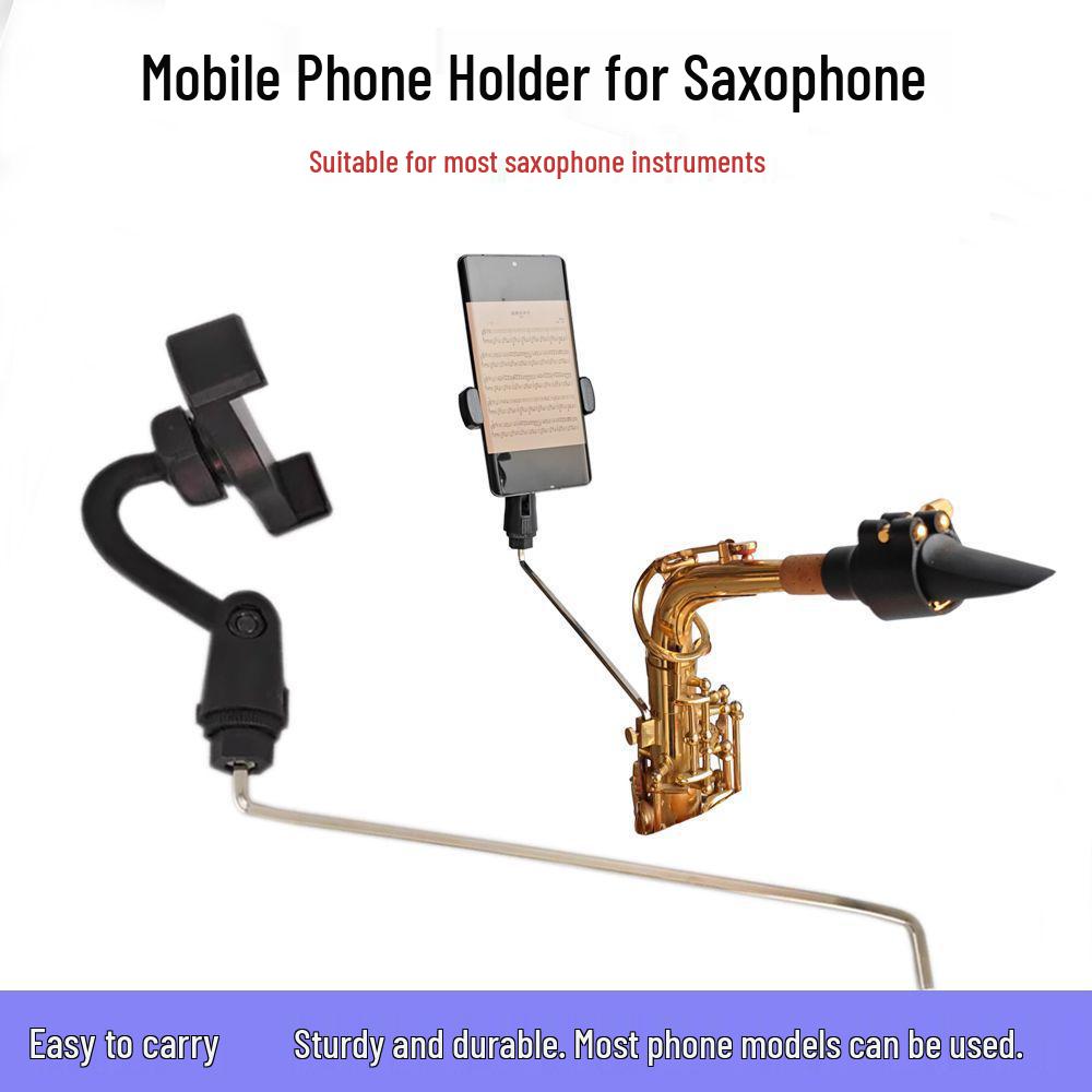 Saxophone Mobile Clip Holder: Music Stand for Alto/Tenor Sax, Live Streaming, and Reading.