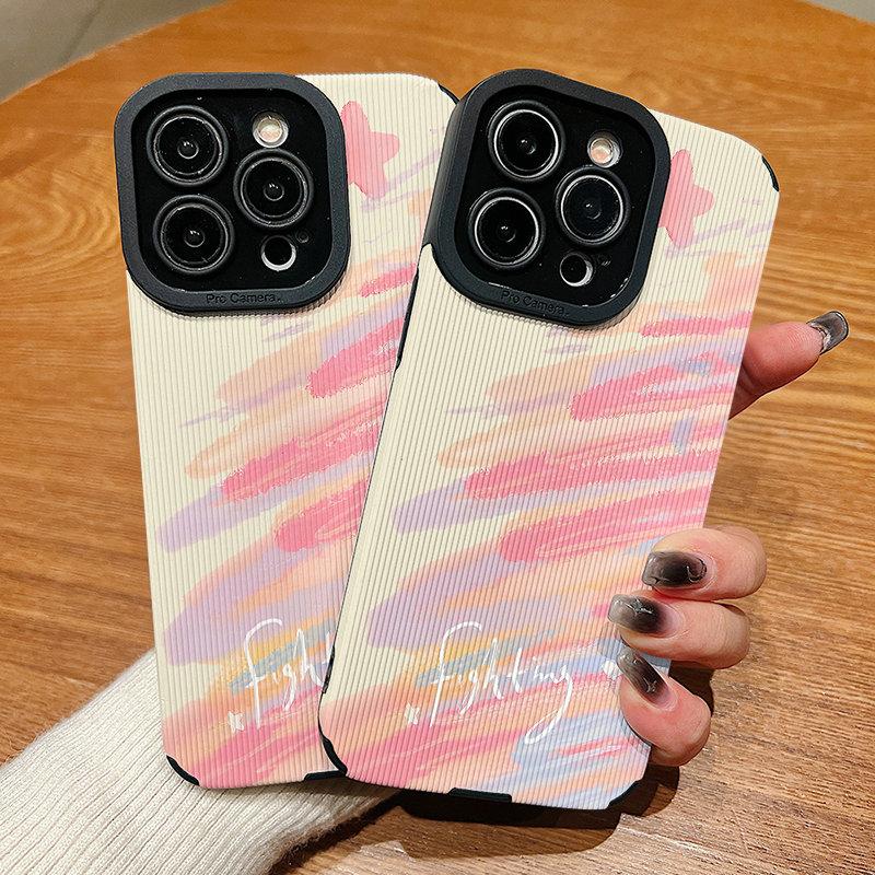 Vertical Leather Shell Colored Painting Printed Patterned Shockproof Soft Silicone Case with Camera Lens Full Protection for IPhone Samsung