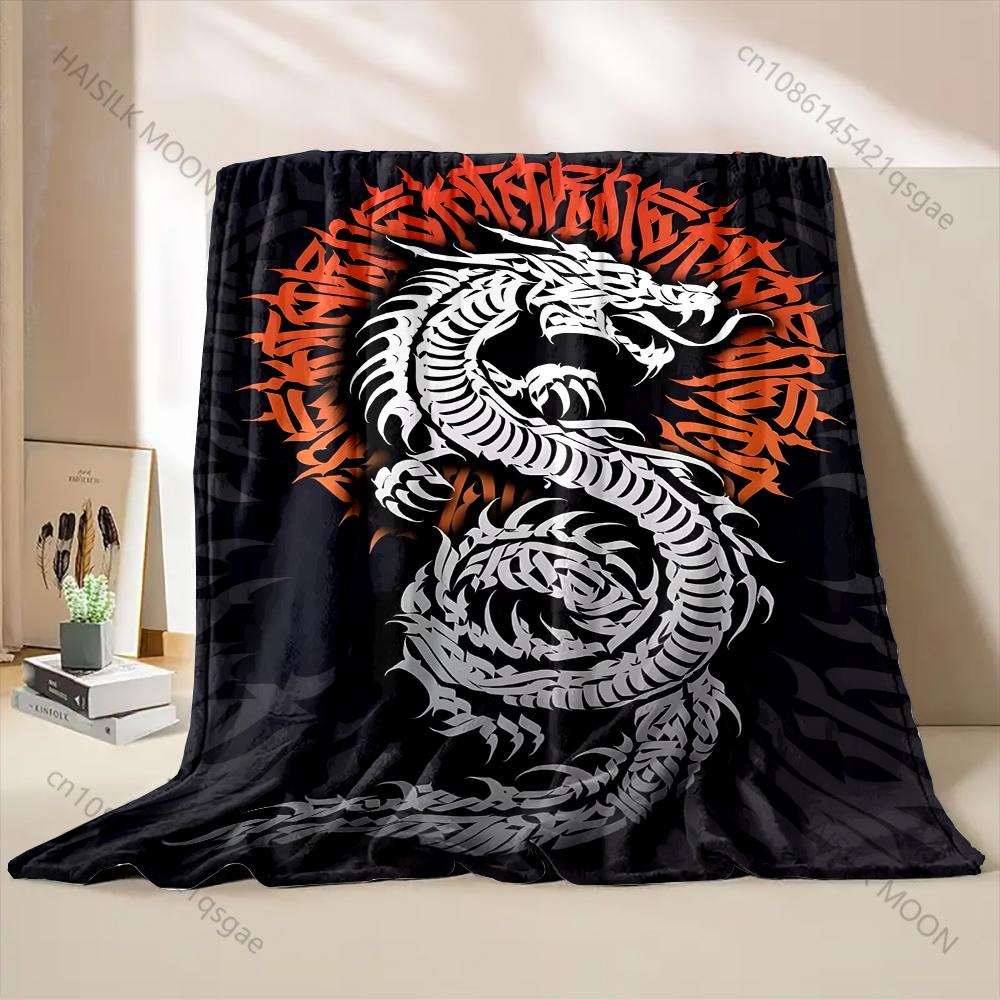 

Multiple sizes Dragon Calligraphy Art Print Blanket Warm Soft for Children Adults Luxury Gifts Home Sofa Travel Camping 75x90cm