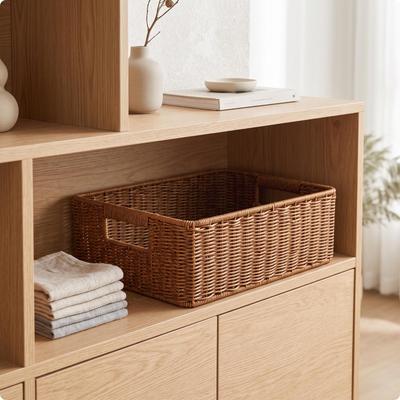 Woven Storage Basket Sturdy Wicker Multipurpose for Shelves