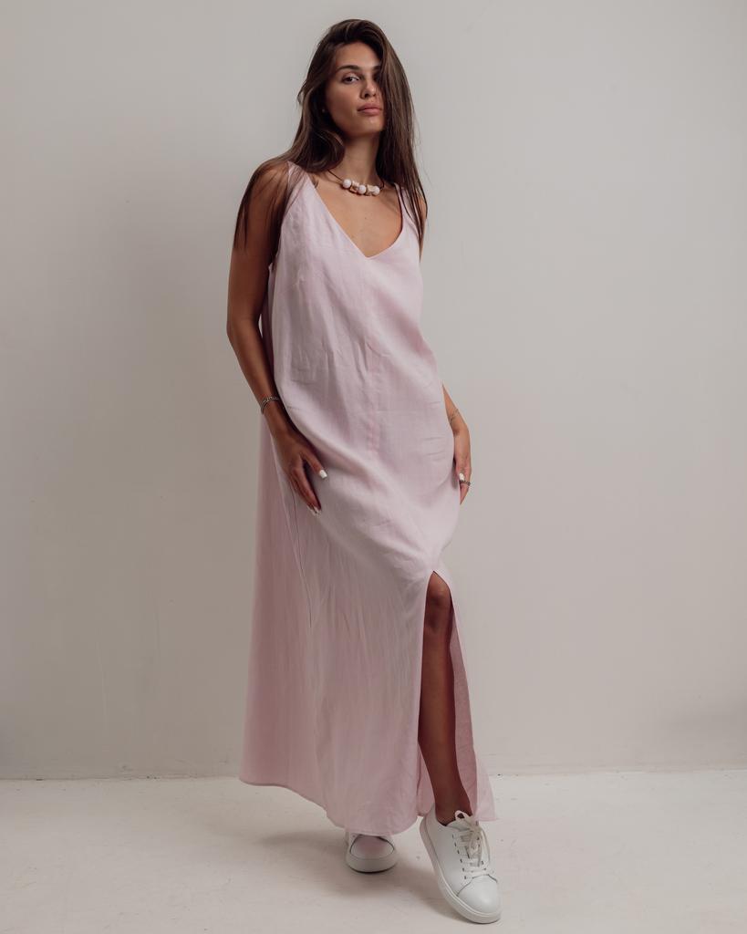 Summer Sundress with Decoration Nagrada 5138 42 Pink Linen