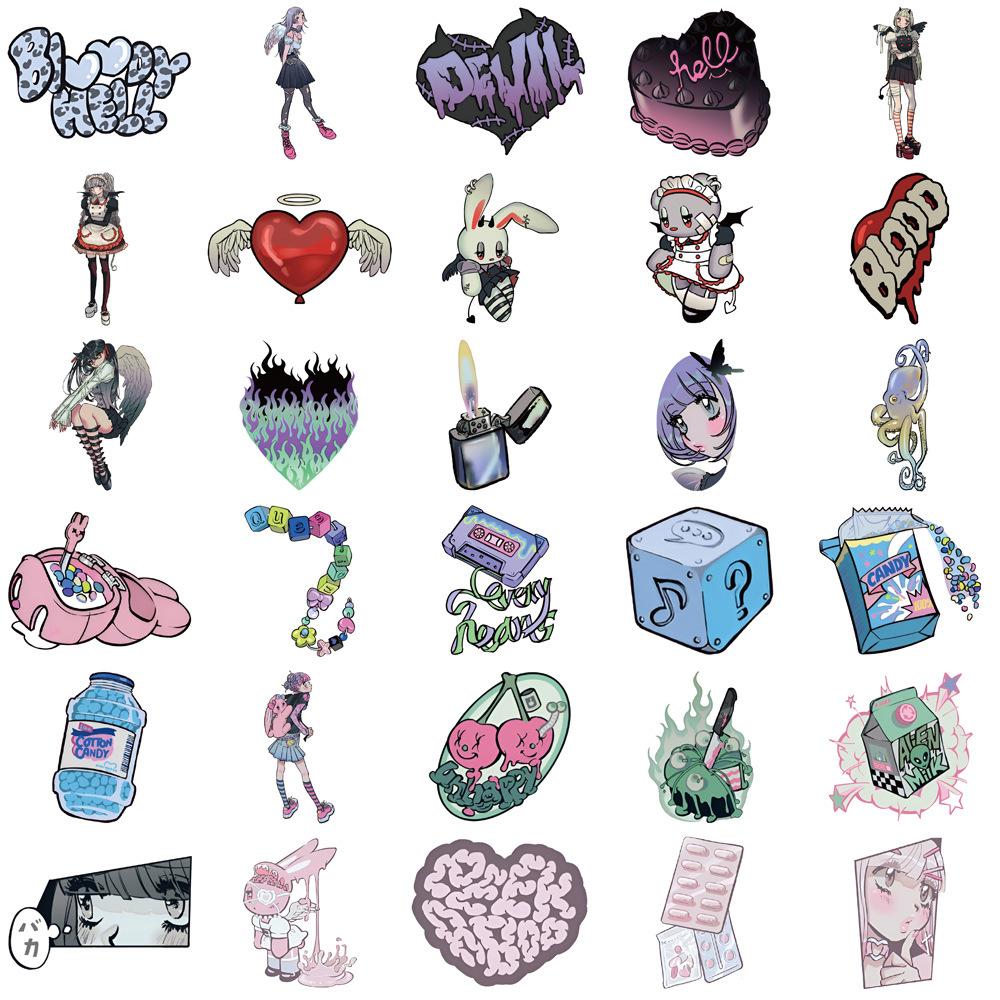 60 Cartoon Domi Style Girl Doodle Stickers Decorative Suitcase Pen Guitar Notebook Waterproof Explosive