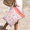 Waterproof Reusable Cloth Bag with Zipper Pocket and Handle - Fashionable Sun Burst Design, Suitable for Beaches, Swimming Pools, Gyms, Yoga