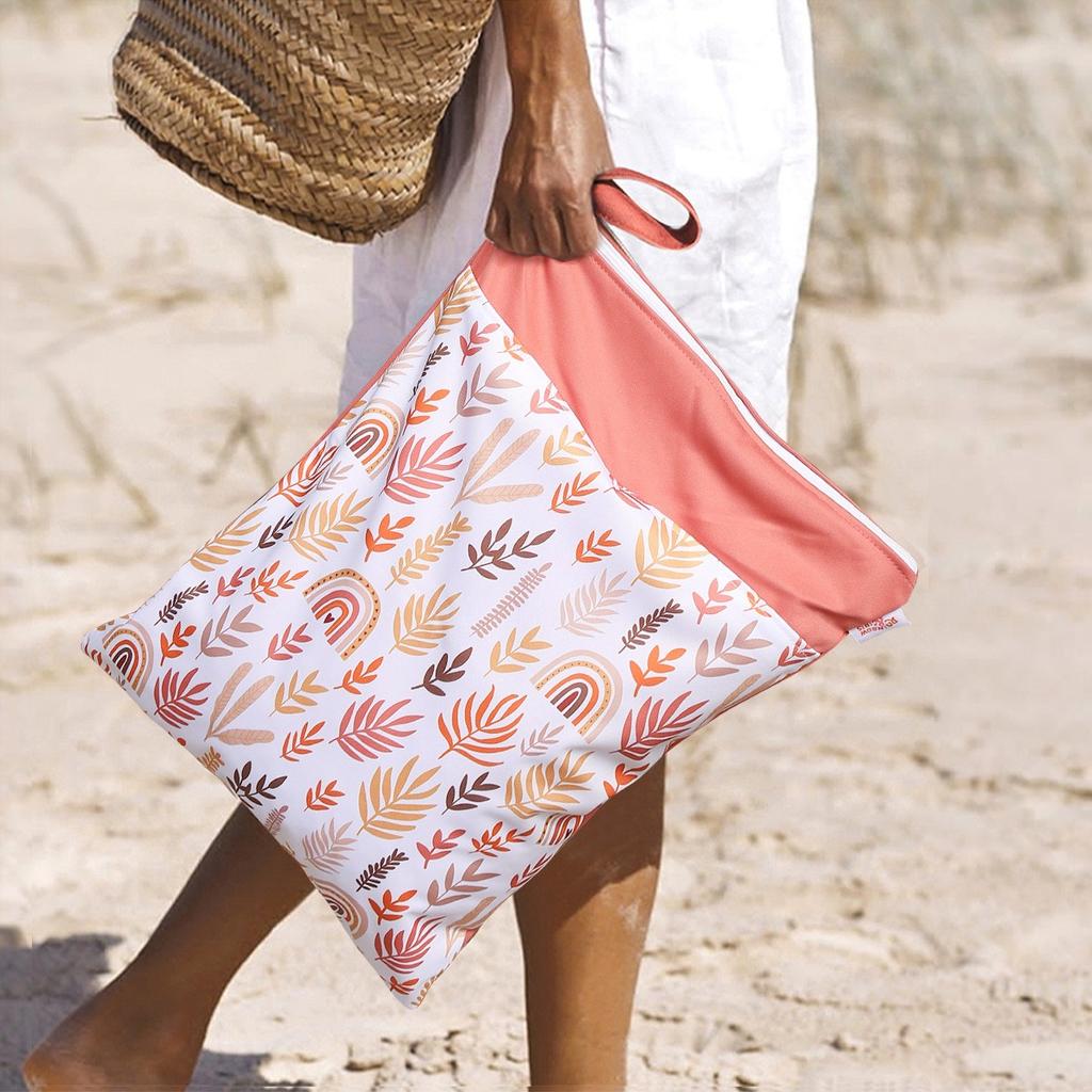 Waterproof Reusable Cloth Bag with Zipper Pocket and Handle - Fashionable Sun Burst Design, Suitable for Beaches, Swimming Pools, Gyms, Yoga