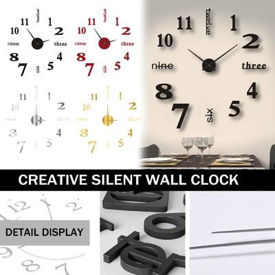 Creative Silent Wall Clock DIY Living Room Three-dimensional Decoration Clock European Clock