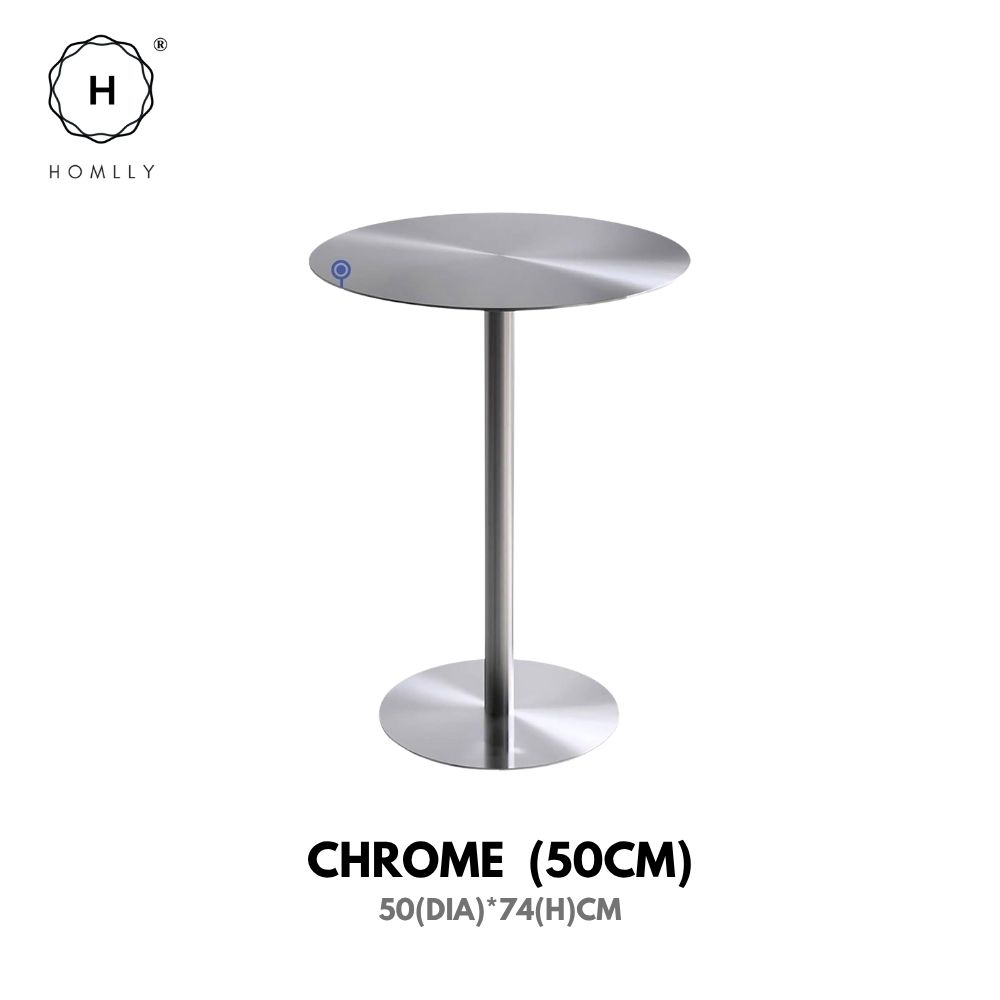 Homlly Tonii Stainless Steel Round Slim Table (40-70cm Diameter)
