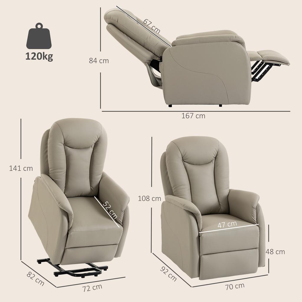 Electric Recliner Chair Massage Vibration And Heat In Pu Gray