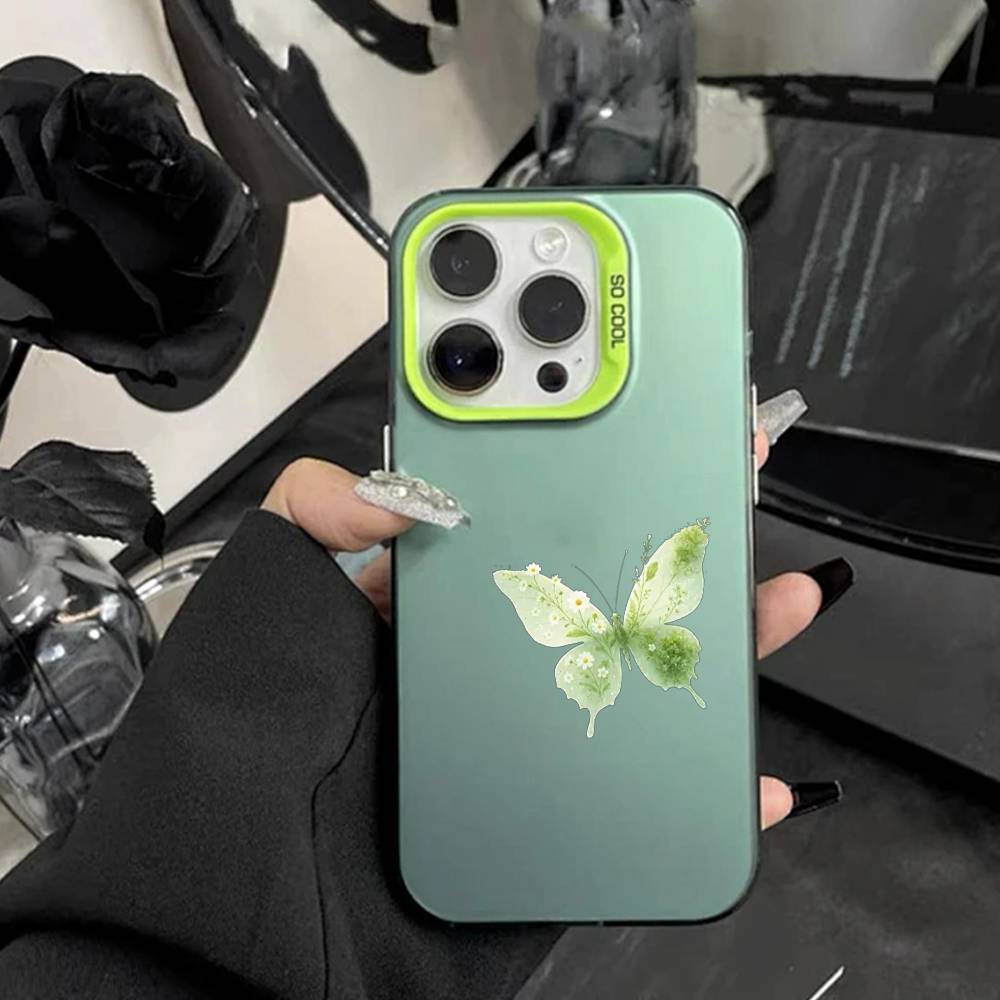 

Butterfly Phone Case For iPhone17, 16,15,14,13,12 Pro Max white Candy Matte Shockproof Cover iPhone15pro