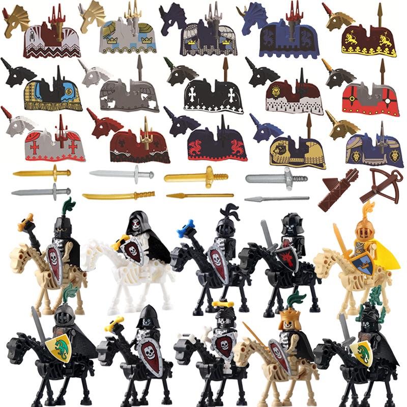 Skeleton Soldier Army King Knight Undead Horse Warrior Bricks Building Block Ringwraith Saddle Roman Soldiers Sword Waffen Toys