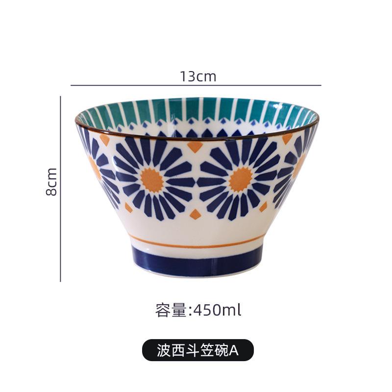 Bohemian Retro Hat Bowl Underglaze Color 5 Inch Household Ceramic Bowl One Person One Color Special Bowl Rice Bowl