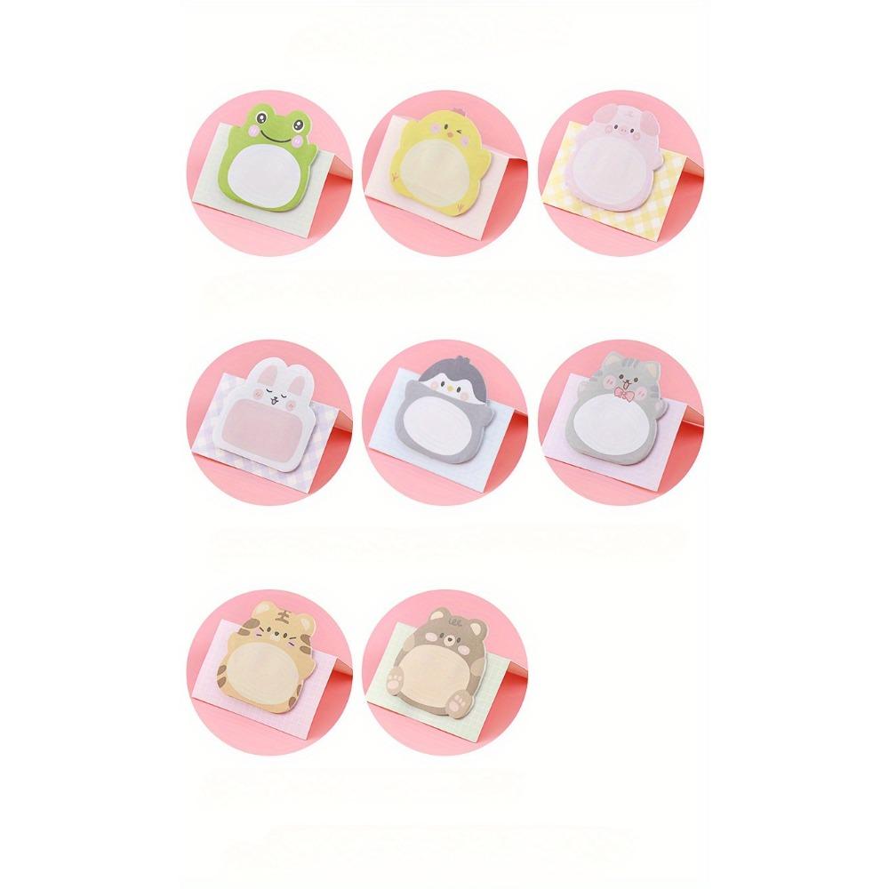 1PACK/8 Cute and Funny Cartoon Animal Pattern Sticky Notes, Creative Vertical Message Sticky Notes, 20 Per Copy, 160 In Total