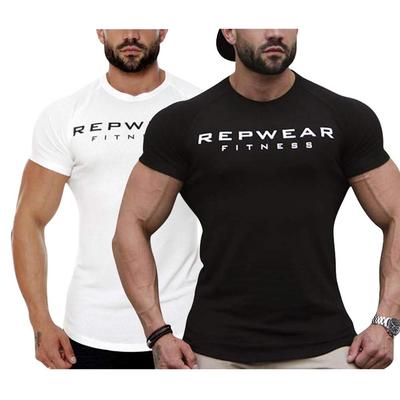 MECH-ENG Men's Training Wear T-Shirt, Short Sleeve, 2-Pack, Stretch Sports Shirts for Strength Training and Fitness, Black + White, XL