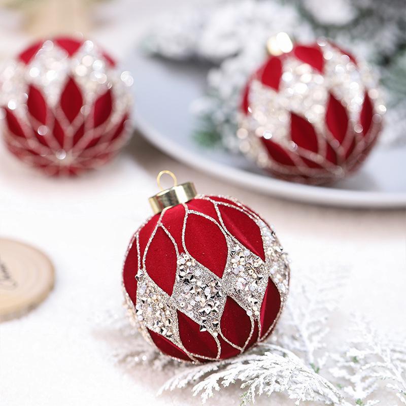 Irregular Flocked Christmas Ball Ornaments Set for Hanging