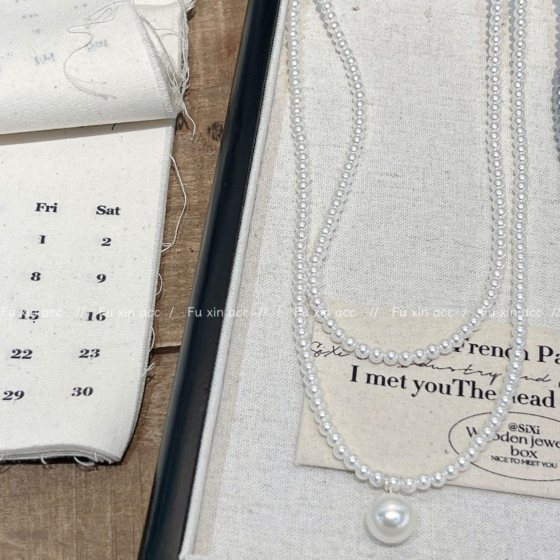 

Корейское роскошное жемчужное ожерелье: Длинные многослойные белые и серые бусины для осени/зимы. серый