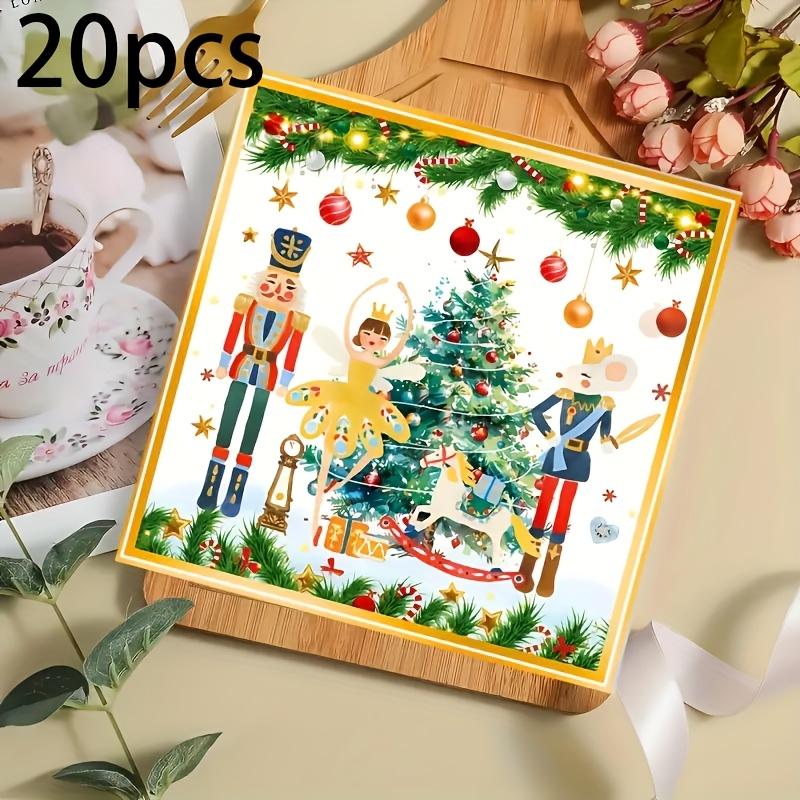 

20/40/60/100 Pcs White Christmas Nutcracker Watercolor Dinner Napkins for Table Decor Ideal for Christmas Themed Parties
