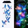 Solar Blue Hummingbird LED Wind Chime Light for Courtyard Landscape