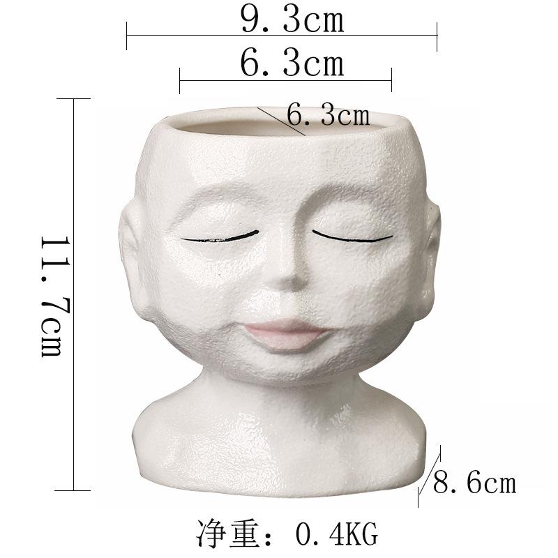 New Gardening Modern Elegant Ceramic Flower Pot White Creative Desktop Succulent Flower Ornament Does not contain plants