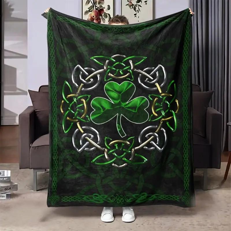 Irish St Patrick'S Patterned Blanket Shamrock Digital Printed Flannel Blanket Air Conditioning Blanket