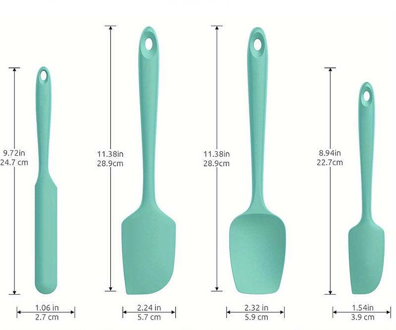 Set spatule silicon 4 piese Rezistent la căldură Spatulă pentru cremă de tort, gem, unt Antiaderent Flexibil Ustensile de copt, gătit, bucătărie