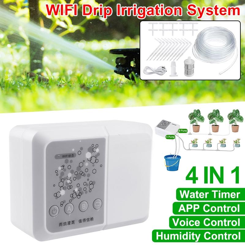 4 IN 1 WIFI Voice DIY Automatic Micro Drip Irrigation System Garden Timing Irrigation Spray Smart Self Watering Kits APP Control