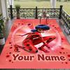 Custom Name Miraculous Ladybug Crystal Velvet Floor Rug Personalized Text Soft Carpet Home Decor