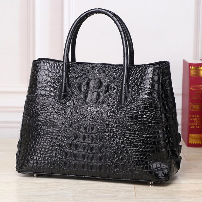 

Классическая садовая сумка с узором крокодила, Высококлассная женская сумка ручной работы большой вместимости, Женская сумка через плечо на одном плече чёрный