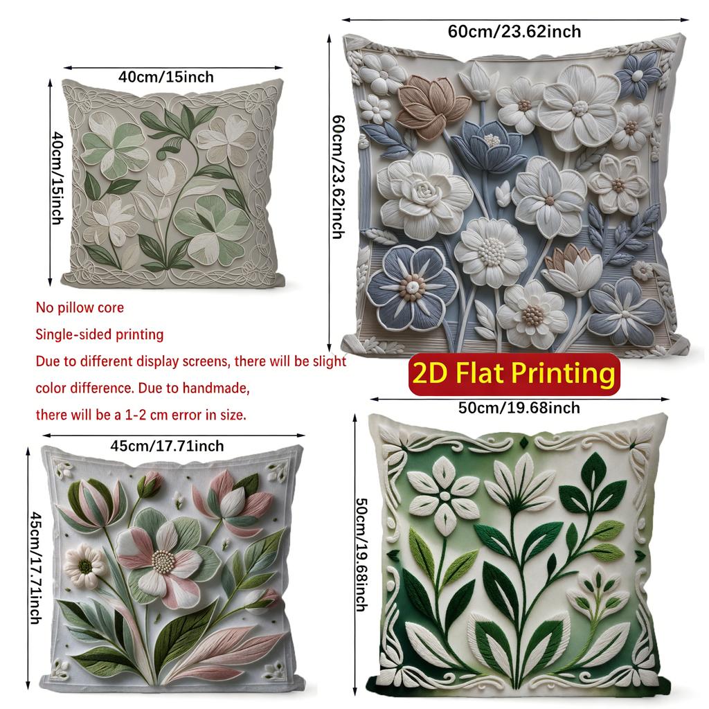 2D Floral 3D Embossed Patterned Cushion Covers Pattern Cushion Cover Suitable For Sofa Bedroom Car Pillow Cover