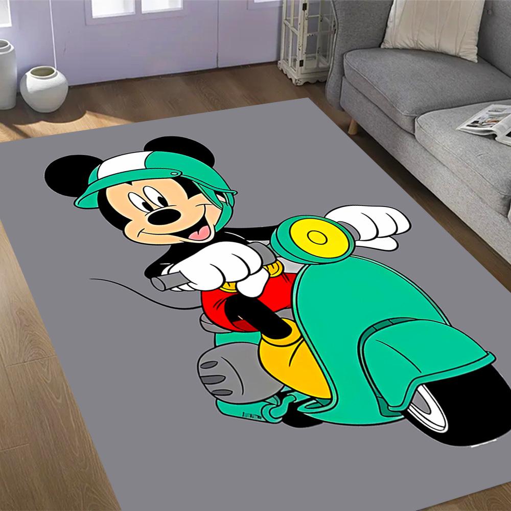 Mickey Mouse Castle Fantasy Disney Cartoon Theme Anti-Slip Rug - Polyester, Home Decor, Suitable for Bedrooms, Living Rooms, Doorways, and Studios