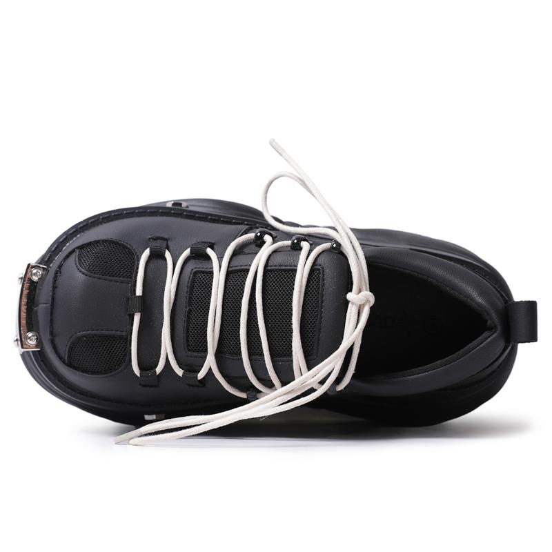 Fashion Luxury Designer Punk Style Women Pumps Chunky High Heel Platform Metal Decoration Casual Leather Single Shoes Retro Spice Girl