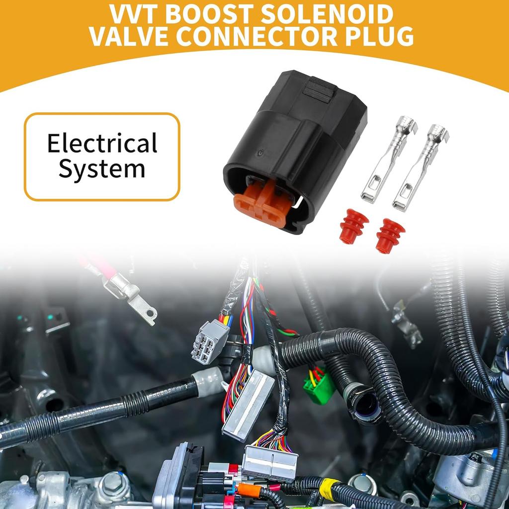 2 Pin VVT Boost Solenoid Valve Connector Plug - Car Female Wire Terminal Connector - for Suzuki Plastic Black - 1 Set