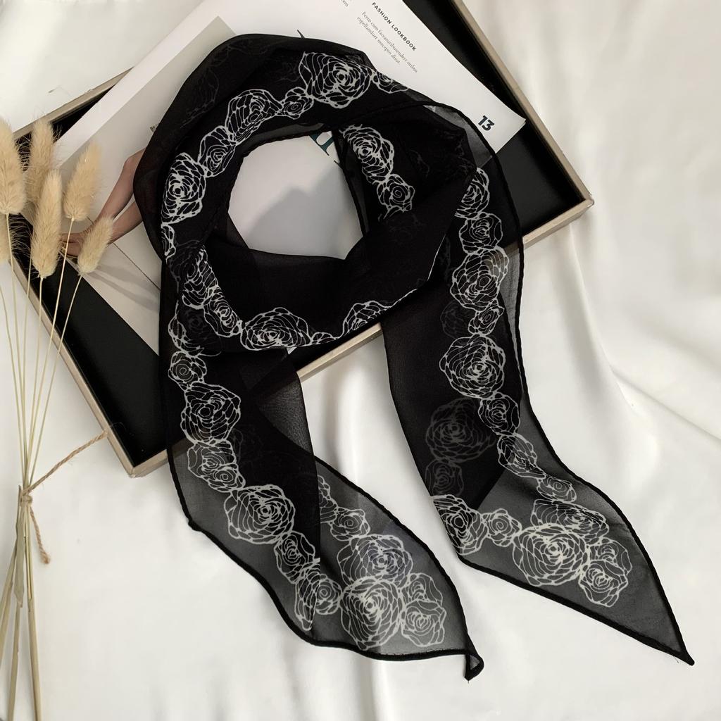 Scarf for Women Versatile Neck Flower Scarf Versatile Striped Headband Hairband Scarf