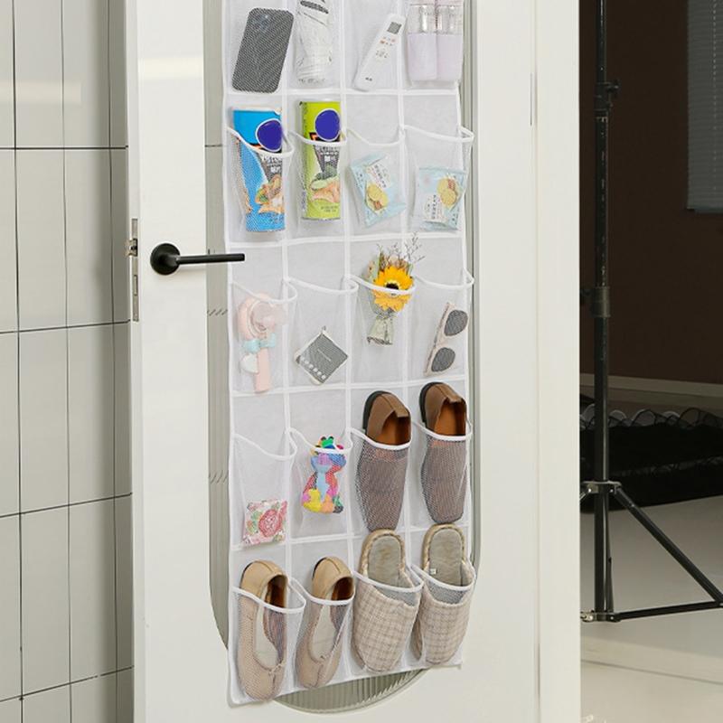 24/28 Grid Wall-mounted Shoes Organizer Rack Over the Door Hanging Storage Holder Rack Bedroom Closets Shoes Storage Bag