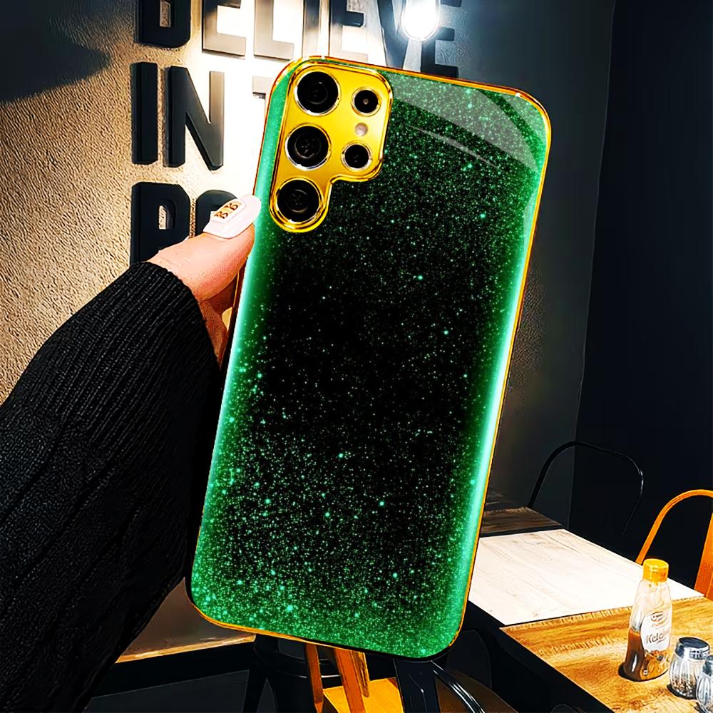 Green Gold faddish cellphone new Bestseller model PhoneCase Glass PhoneCase for Samsung Galaxy S26 S25 S24 S23 S22 FE,Ultra,Plus
