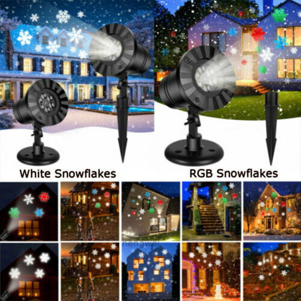 Outdoor Snowflake LED Projector Light 12 Patterns Christmas Holiday Party Waterproof Sound Activated Decor Gift Light