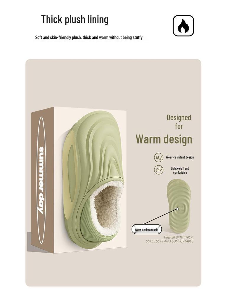 Wasserdichte Baumwollpantoffeln mit dicker Sohle: Herren- & Damen-Winter, rutschfest, warm, mit Plüsch