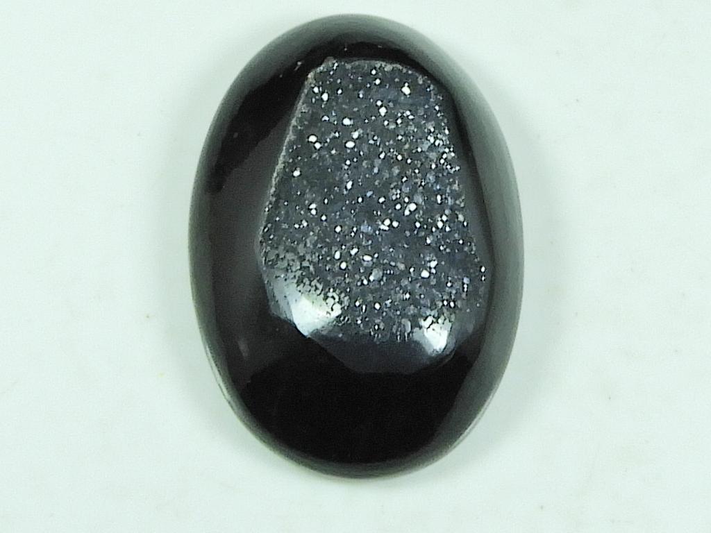 27X40X07MM Dyed Black Onyx Druzy Agate Oval Cabochon Loose Gemstone 80Cts. SK-4673