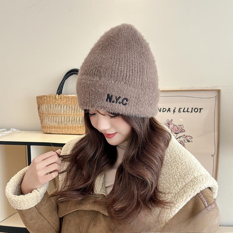 

Autumn and Winter Hats for Women Plush New Korean Knitted Hats Versatile Warmth and Thickened Fashion Wool Hats one size