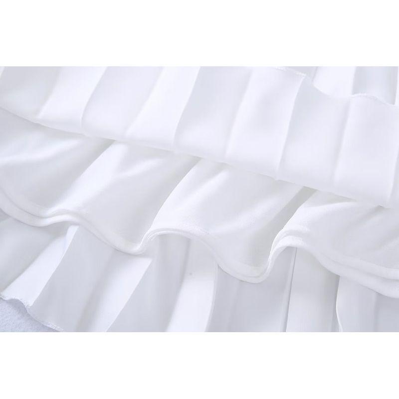 Ur Summer New Style White Silk Satin Pleated Skirt