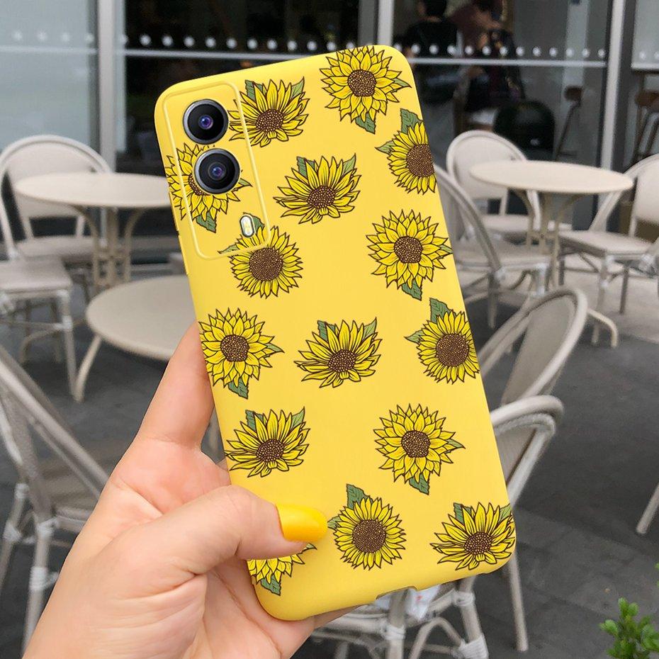 For Vivo Y53S 5G Case Vivo Y72 5G V2041 Phone Cover Silicone Cactus Soft Funda For Vivo Y52 Y 53s Y72 5G Sunflower TPU Bumper