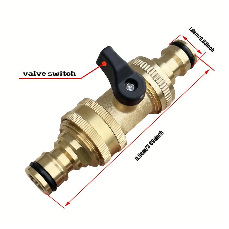 3/4" Brass Ball Valve Quick Connector - EU Thread Bidirectional Flow For Car Wash & Garden Hoses, Leakproof With Rubber Gaskets