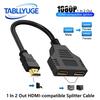 1 In 2 Out HDMI-compatible Splitter Cable 1080P 2 Dual Port Hdmi-Compatible Cable Y Splitter Adapter for Laptop TV Box Monitor