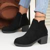 New Large Size Martin Comfortable Round Head Thick Heel Side Zipper Short Boots