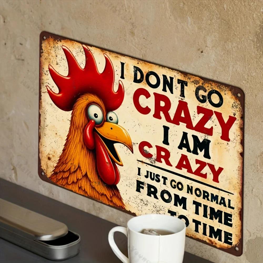 Delightful Charming Humorous Chicken Aluminum Sign, Retro Style, Weatherproof Wall Art with Holes, Ideal for Bar/Farmhouse.