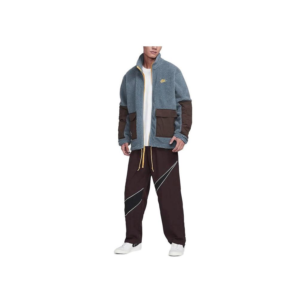 Nike Retro Sports Stand Collar Jacket Spliced Fabric Zipper Casual Sports Jacket Men Jackets Finn-Blue FV4022-491