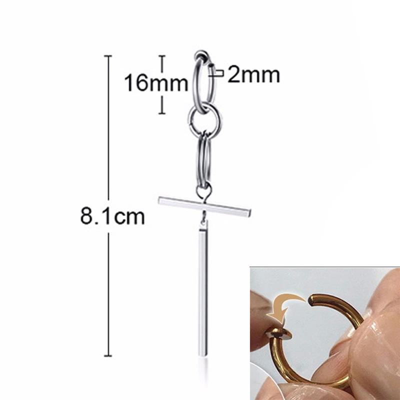 Small Tree Single Spike Onch Earings for Men Huggie Hinged Stainless Steel Male Jewelry