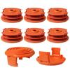 6Pcs String Trimmer Spool Line With 2Pcs Cap Covers Trimmer Replacement Parts For WG105,WG106,WG108,WG109,WG112,WG113,WG115