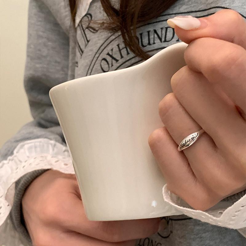 Trendy Korean Style Smiley Face Irregular Adjustable Copper Ring For Women